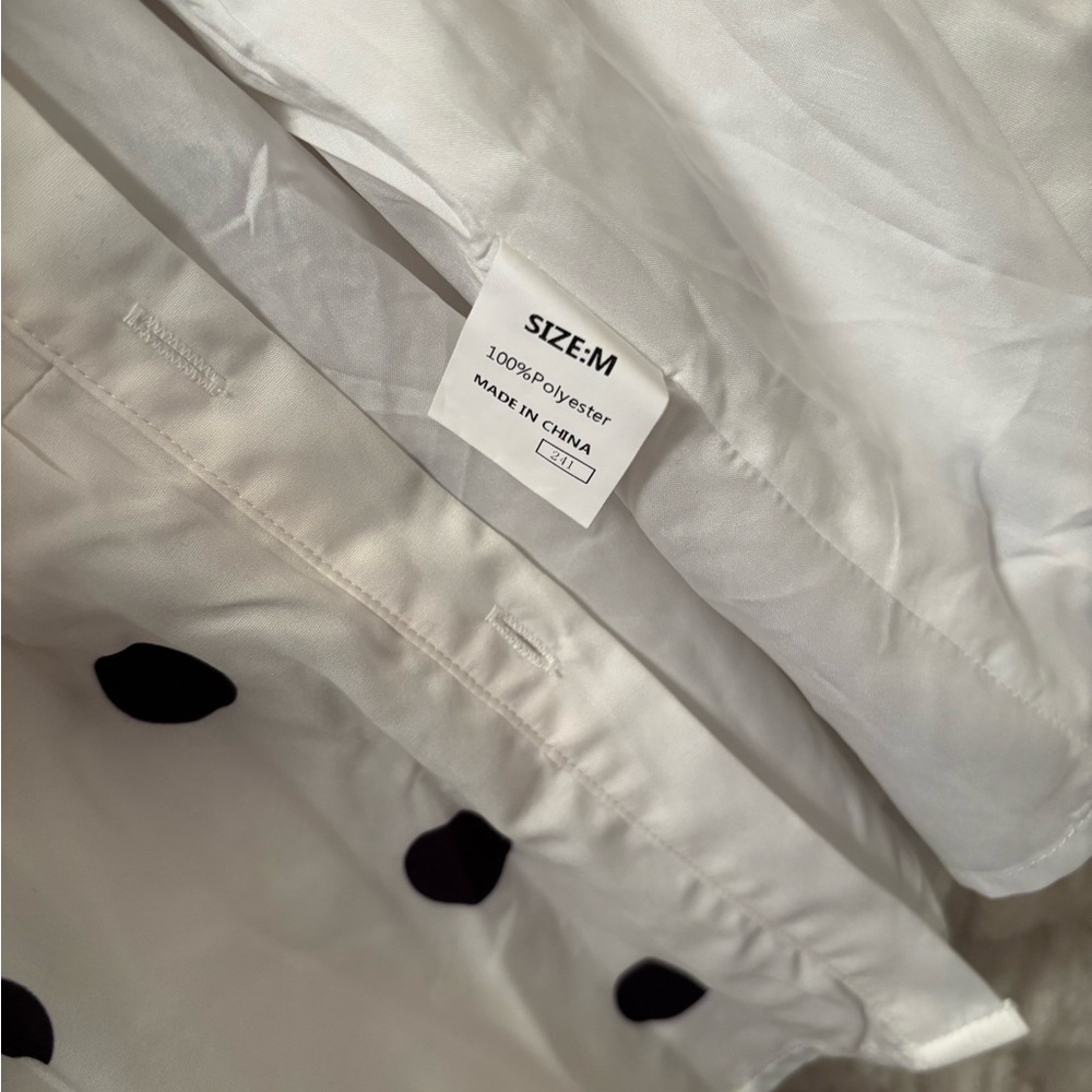 Women’s Elegant White and Black Polka Dot Mini Dress - Picture 7 of 7